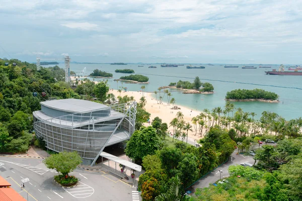 Singapur 'daki Sentosa Adası' nın panoramik manzarası Siloso Sahili
