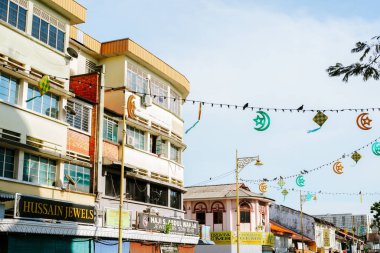 Penang, Malezya - 5 Temmuz 2023: Georgetown Caddesi eski retro binası