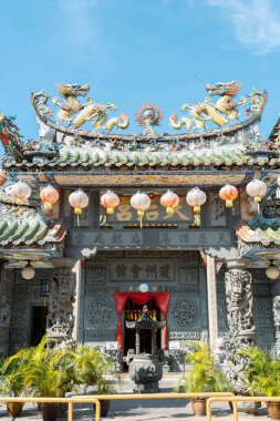 Penang, Malezya - 6 Temmuz 2023: Georgetown Caddesi Hainan Thean Hou Tapınağı