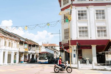 Penang, Malezya - 6 Temmuz 2023: Georgetown eski kasaba sokağı