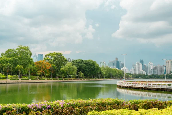 Benchakitti Forest Park and city view in Bangkok, Thailand