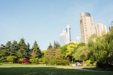 Kare Park ve Şangay, Çin 'deki şehir manzarası