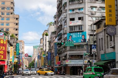 Taipei, Tayvan - 12 Ekim 2023: Taipei şehri Datong Bölgesi sokak manzarası