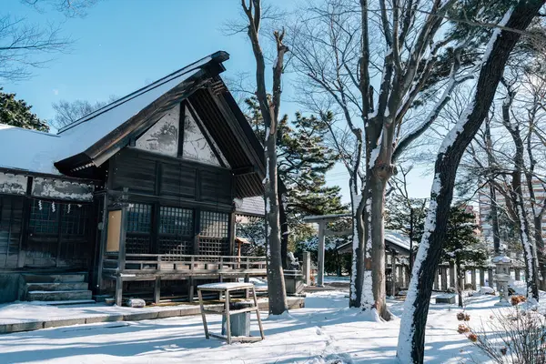 Stock image Hakodate, Hokkaido, Japan - February 11, 2024 : Toyokawa Inari Shrine at winter