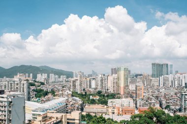 Guia Kalesi 'nden Macau şehri panoramik manzarası