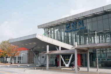 Gunsan, Korea - November 4, 2024 : Gunsan railway station building clipart