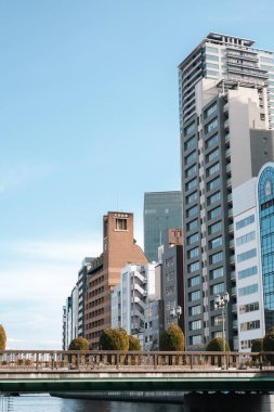 Osaka, Japan - January 5, 2025 : Nakanoshima Kitahama district buildings clipart