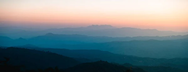 Vista Panorámica Las Montañas Durante Puesta Del Sol Cordillera Por — Foto de Stock
