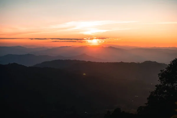 Scenic View Mountains Sunset Mountain Range Evening — Stock Photo, Image