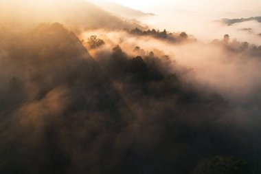 Yoğun sabah sisinin havadan görünüşü