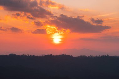 terrace bamboo outdoor  on the mountain and sunset view