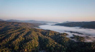 Mountain range in the morning form above