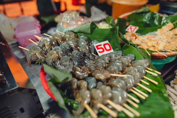 Mercati Alimentari Strada Spiedini Barbecue Sull Isola Phuket — Foto Stock