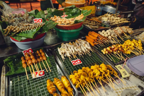 Straat Voedsel Markten Spiesen Bbq Phuket Eiland — Stockfoto