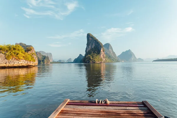 Ambil Perjalanan Perahu Ekor Panjang Laut Dan Phang Nga Bay — Stok Foto