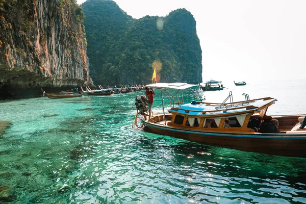 Travel Longtail Boat Phi Phi Islands Summer Island — Stock Photo, Image