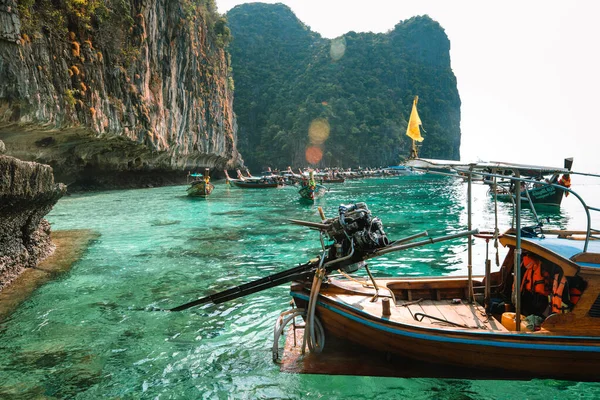Travel Longtail Boat Phi Phi Islands Summer Island — Stock Photo, Image