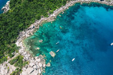 Sahil, körfez ve kayalar Koh Tao, Tayland