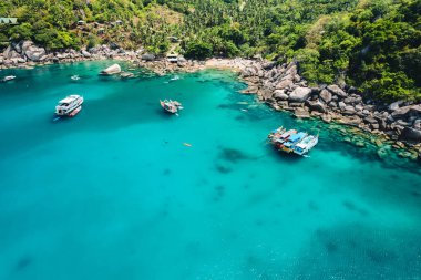 Sahil, körfez ve kayalar Koh Tao, Tayland
