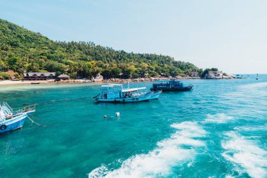 Koh Tao 'da körfez ve tekne gezileri, adadan deniz manzarası.