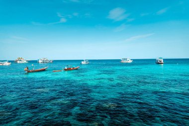 Koh Tao 'da körfez ve tekne gezileri, adadan deniz manzarası.
