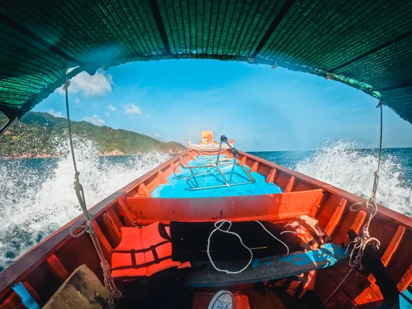 Viajando Barco Cola Larga Bahía Koh Tao Tailandia — Foto de Stock