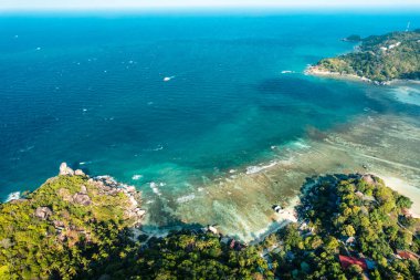 Yüksek açılı tropik ada, Koh tao Tayland