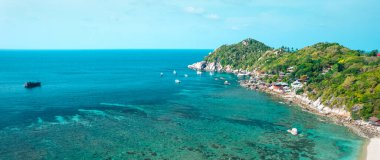 Yüksek açılı tropik ada, Koh tao Tayland