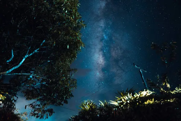 Αστέρια Και Γαλαξίας Στον Νυχτερινό Ουρανό Νυχτερινός Ουρανός — Φωτογραφία Αρχείου