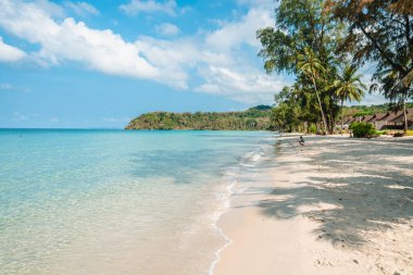 Adadaki sahilde su çok berrak.