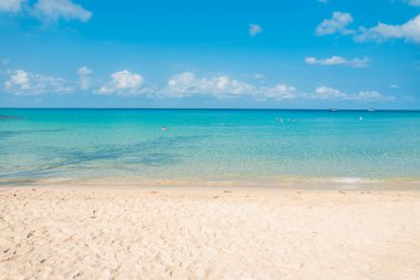 Adadaki sahilde su çok berrak.