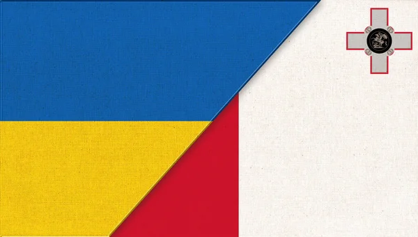Flagge Der Ukraine Und Maltas Illustration Zwei Flaggen Zusammen Nationale — Stockfoto