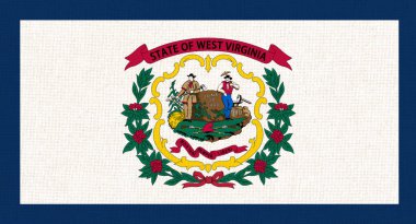 ABD bayrakları Fabric Flag West Virginia, Flag of West Virginia. Amerikan bayrağı. Batı Virginia 'nın sembolü. Amerikan devleti. Kumaş Doku