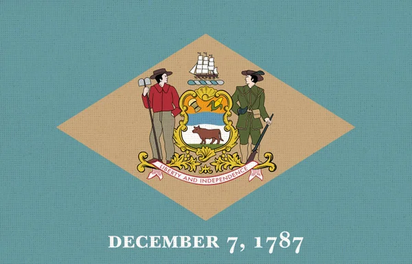Flagi Stanów Zjednoczonych Flaga Tkaniny Delaware Flaga Delaware Flaga Amerykańskiego — Zdjęcie stockowe