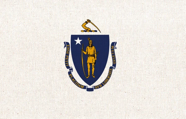 Bandeira Estado Americano Massachusetts Bandeiras Dos Estados Unidos Fabric Flag — Fotografia de Stock