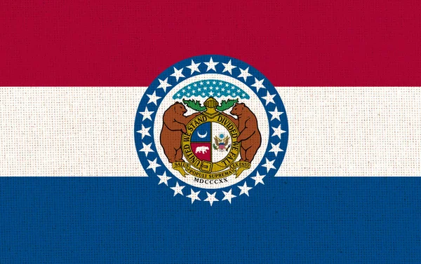 Amerikanska Statens Flagga Missouri Flaggor Usa Tygflagga Missouri Missouris Symbol — Stockfoto