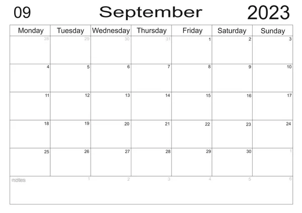 Planner September 2023 Schedule Month Monthly Calendar Organizer September 2023 — Stock Photo, Image