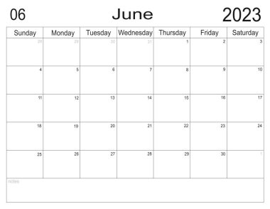 Aylık liste yapmak için. Planlamacının boş hücreleri. Haziran 2023 için planlamacı. Aylık program yap. Aylık takvim. Haziran 2023 'ün organizatörü. Aylık organizatör. Takvim 2023. Pazar başlangıcı