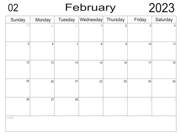 Planner February 2023 Schedule Month Monthly Calendar Organizer February 2023 — Stock Photo, Image
