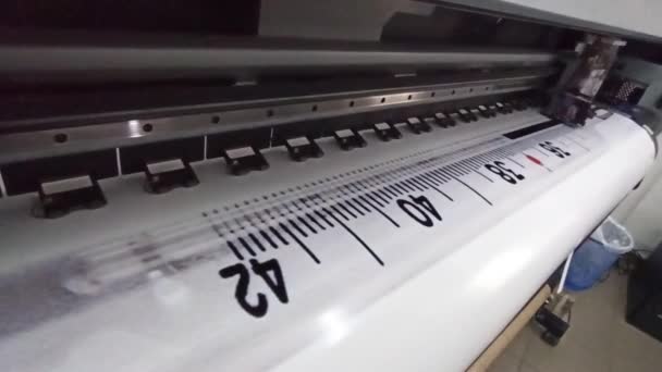 Moderner Druckerdruck Auf Großformat Orastischer Fotoprint Druckereichef Mimaki Während Des — Stockvideo