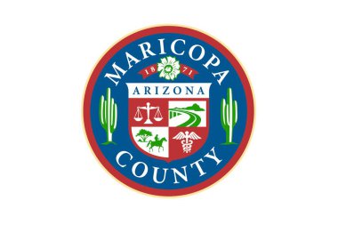 Amerikan şehri Maricopa 'nın arması. ABD 'nin Arizona eyaletinin arması. Arizona şehri arması. Arizona 'nın başkenti Maricopa' nın renkli sembolü. Amerikan kasabasının sembolü