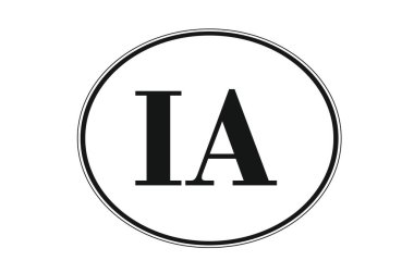 Sign of state of Iowa for sticking on glass of car. Sign of Iowa. vehicle badge. Abbreviation for the state of Iowa. car sticker. Abbreviation IA