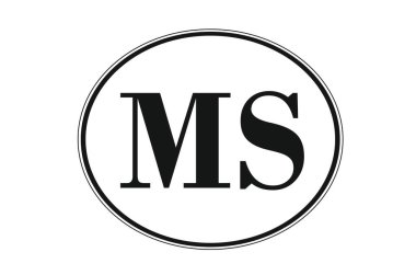 Sign of state of Mississippi for sticking on glass of car. Sign of Mississippi. vehicle badge. Abbreviation for state of Mississippi. car sticker. Abbreviation MS