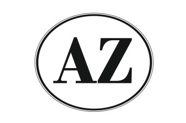 Sign of state of Arizona for sticking on glass of car. Sign of Arizona. vehicle badge. Abbreviation for state of Arizona. car sticker. Abbreviation AZ