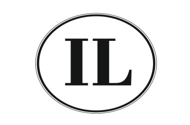 Sign of state of Illinois for sticking on glass of car. Sign of Illinois. vehicle badge. Abbreviation for state of Illinois. car sticker. Abbreviation IL