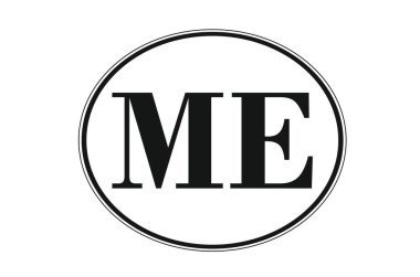 Sign of state of Maine for sticking on glass of car. Sign of Maine. vehicle badge. Abbreviation for state of Maine. car sticker. Abbreviation ME