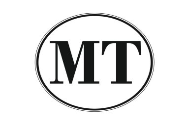 Sign of state of Montana for sticking on glass of car. Sign of Montana. vehicle badge. Abbreviation for state of Montana. car sticker. Abbreviation MT