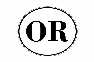 Sign of state of Oregon for sticking on glass of car. Sign of Oregon. vehicle badge. Abbreviation for state of Oregon. car sticker. Abbreviation TN