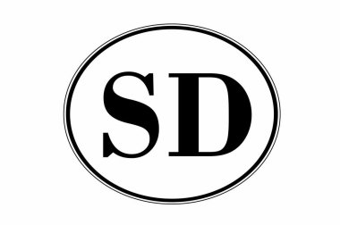 Sign of state of South Dakota for sticking on glass of car. Sign of South Dakota. vehicle badge. Abbreviation for state of South Dakota. car sticker. Abbreviation ND