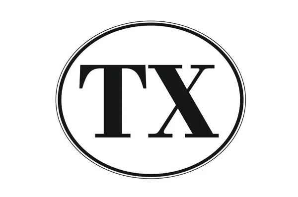 Sign of state of Texas for sticking on glass of car on background of flag. Sign of Texas on state flag. vehicle badge. Abbreviation for the state of Texas. car sticker. Abbreviation TX